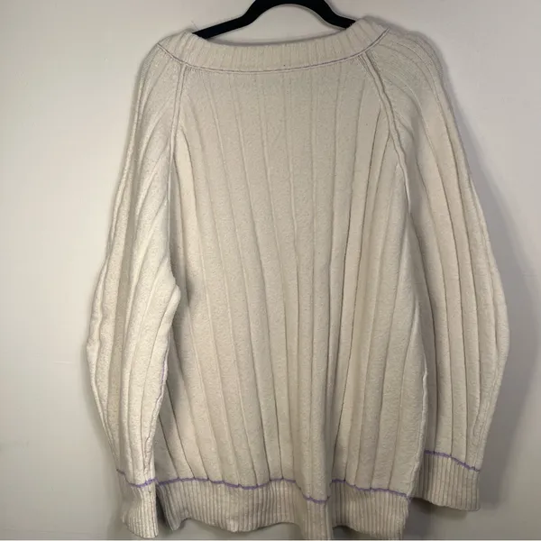 Free People Venus tunic Cream Cowl Neck Sweater size M oversized‎ cozy - Image 9