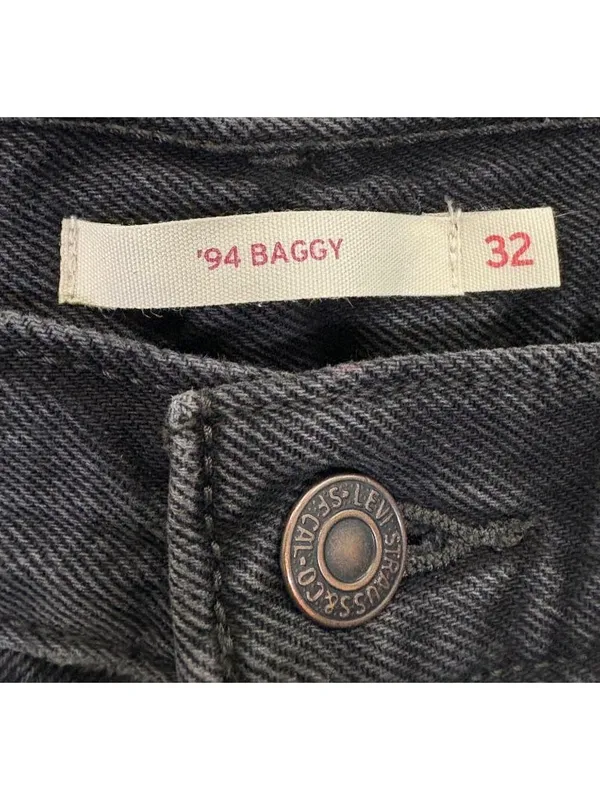 Levi's '94 Baggy Straight Leg Jeans Washed Out Black Size 32 - Image 7