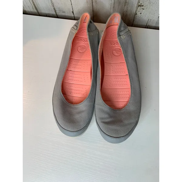 Crocs Stretch Sole Flat Womens Slip-On Ballet Flats Gray Size 10 Comfort - Image 4
