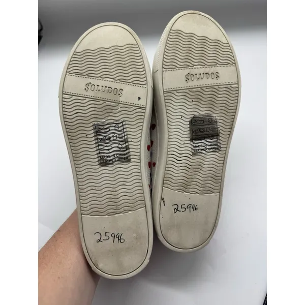 Soludos Ibiza Lace Up White Leather Sneakers Queen of Hearts Size 6.5 - Image 11