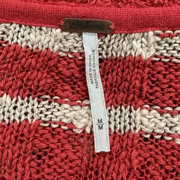 Free People Teracotta Striped Chunky Knit Pullover Top Women’s Medium - Image 4