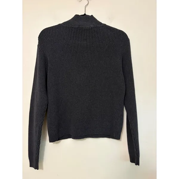 Polo Jeans Co Ralph Lauren Mock Neck Ribbed Cotton Sweater Grey XL Flag Logo‎ - Image 4