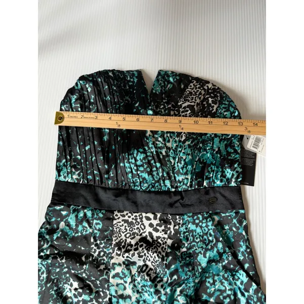 Guess Strapless Dress Party Cocktail A-Line Animal Print Green‎ Multi 6 - Image 4