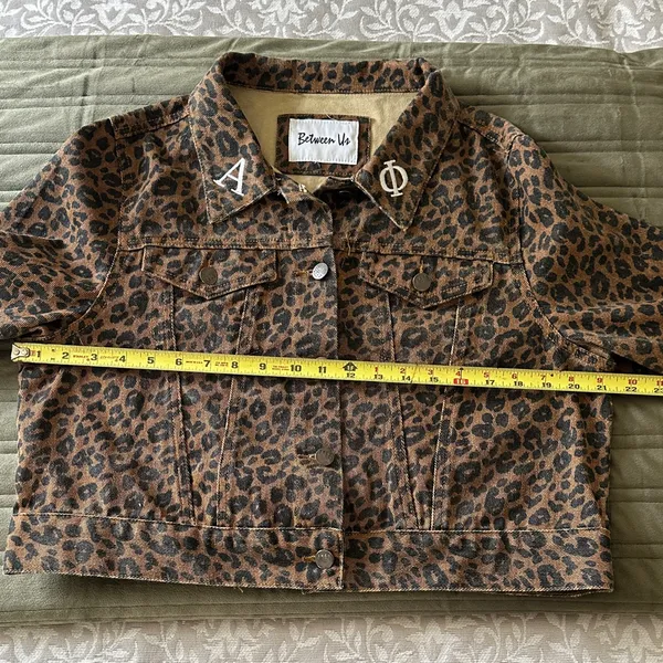 Leopard Print Jean Jacket Brown Size M - Image 6