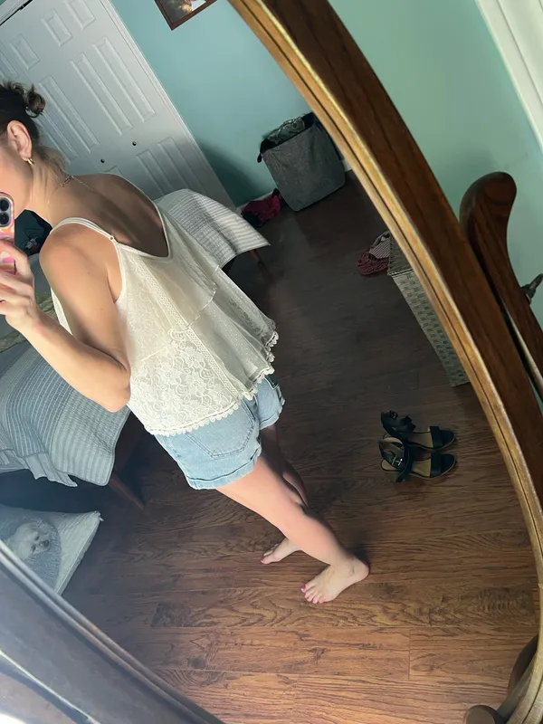 American Eagle Outfitters Cream Lace Ruffle Cami - Image 5