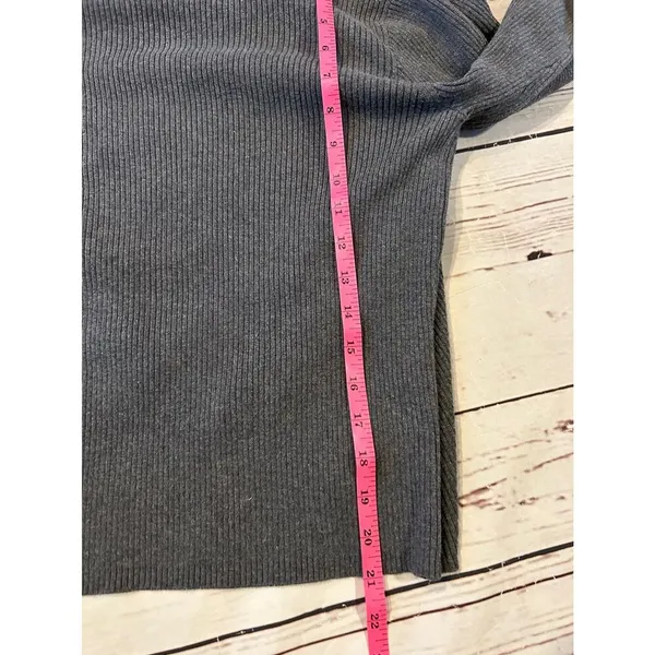 J. Crew Ribbed Stretch Asymmetrical Grey Sweater Large Cardigan - Image 7
