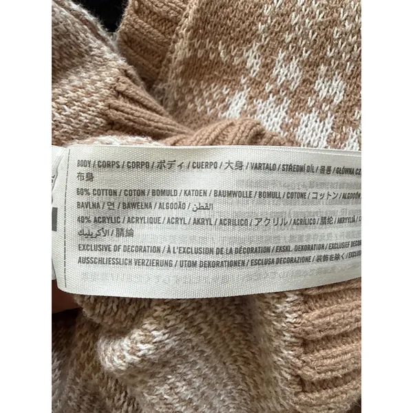 Hollister Tan Plaid Cropped Cardigan Button Front Knit Sweater Medium - Image 7