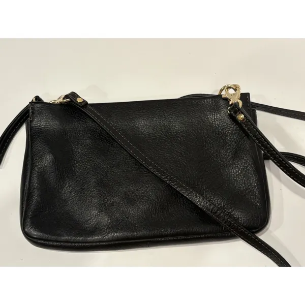 Designer FOSSIL Mini Crossbody Bag Purse In Black Leather EUC - Image 2