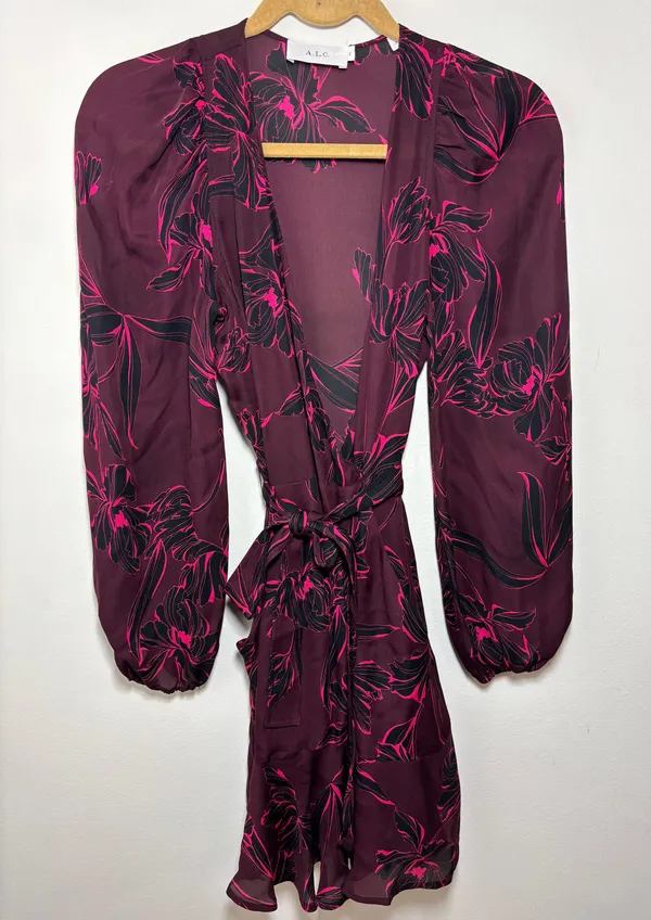 ALC Silk Wrap Dress Size 2 - Image 2