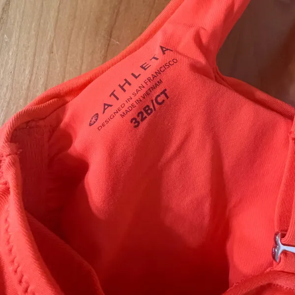 Athleta Aqualuxe Ruched Tankini Top Orange Swimwear 32B/C - Image 6