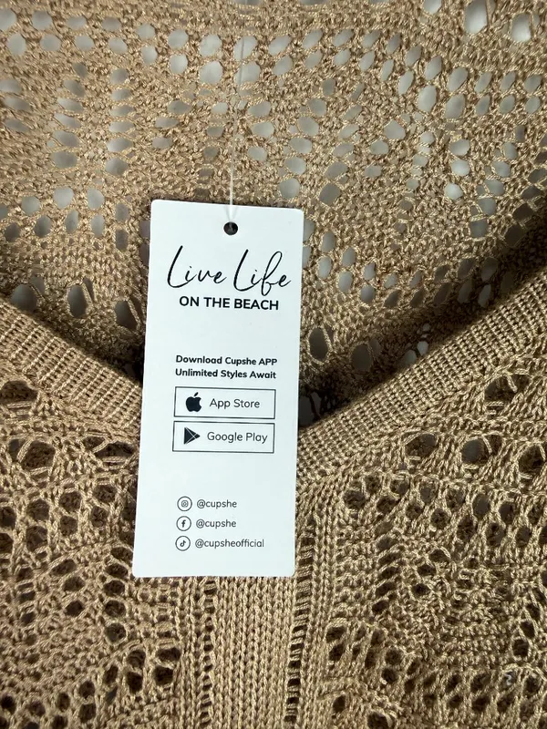 NWT Cupshe X JoJo Open Knit Asymmetrical Drawstring Cover-Up Top Size Medium M - Image 5