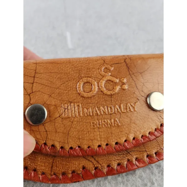 Vtg Handmade MANDALAY BURMA Leather Wallet Change Coin Purse Burmese‎ souvenir - Image 7