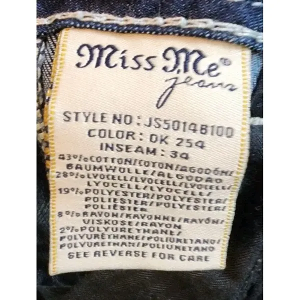 Miss Me Jeans Signature‎ Boot Cut Embellished Dark Wash Denim Jeans Size 28 - Image 2