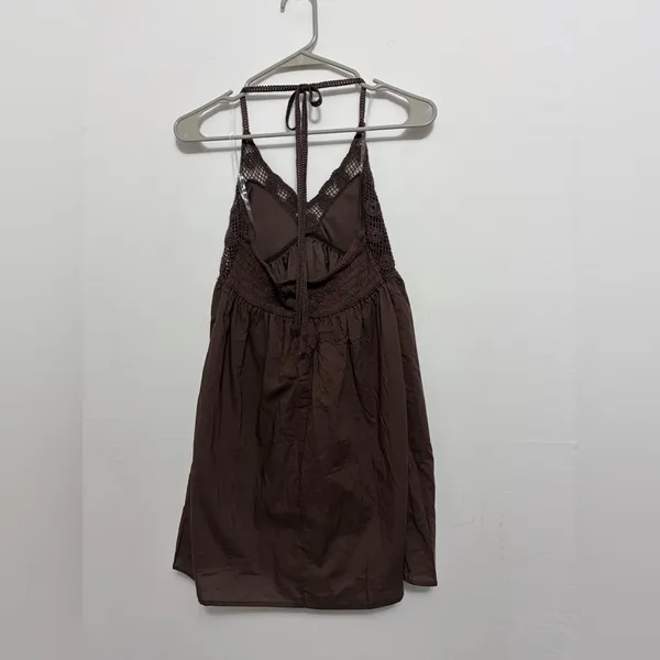 Wild Fable women’s Size Small Brown Halter Crochet Dress NWT(E46)✨ - Image 6