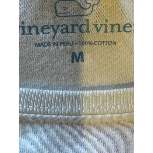 Vineyard Vines Shirt‎ Women Medium White Long Sleeve Christmas Whale Pocket Tee - Image 9
