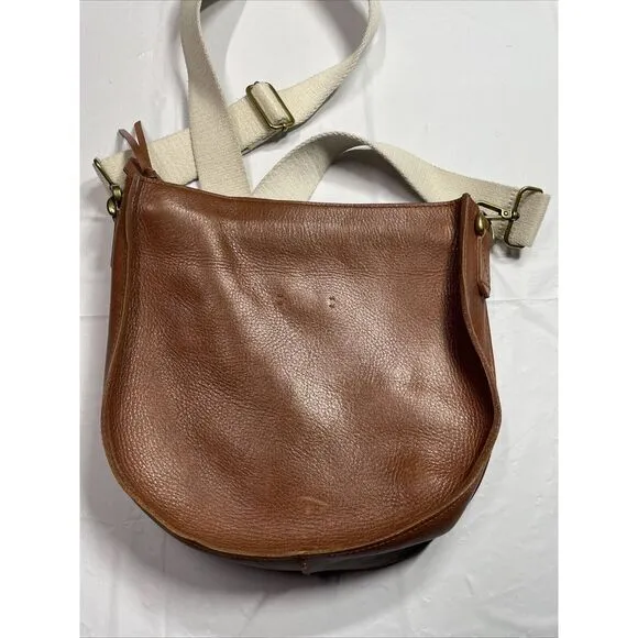 VTG Madewell The Transport Crossbody Saddle Bag Brown‎ Leather Adjustable Strap - Image 3