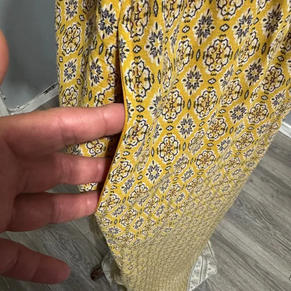 Emberley Women Yellow Geometric Print Maxi Dress Short Sleeve V‎ Neck Bohemian S - Image 7
