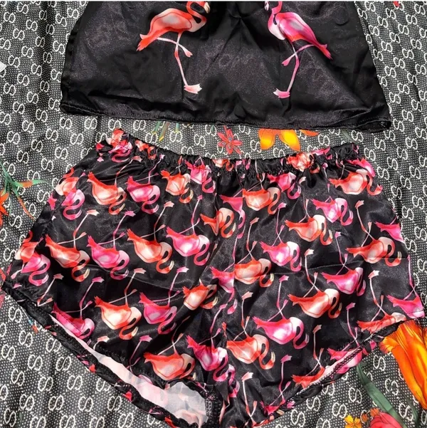 Flamingos pajama set Black Size M - Image 2