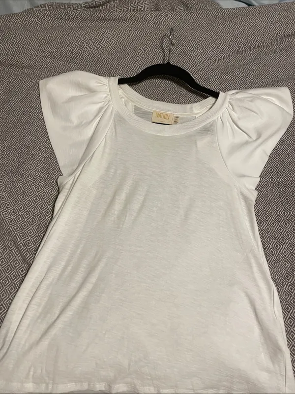 NWOT Nation LTD white ruffle shoulder top - Image 4
