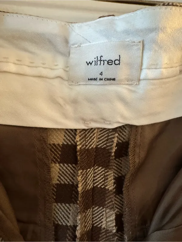 Aritzia Wilfred Effortless Fall Pants Checkered Plaid Brown Size 4 Wool Blend - Image 3