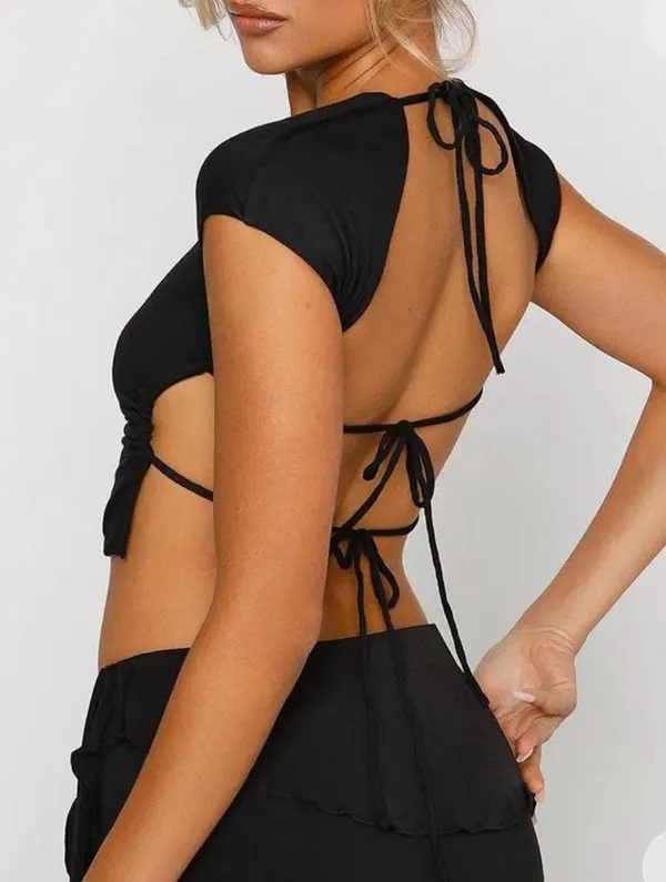 Tiger Mist Black Tie Top - Image 2
