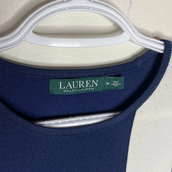 Lauren Ralph Lauren Colorblock navy and white stripes sheath dress size M - Image 8