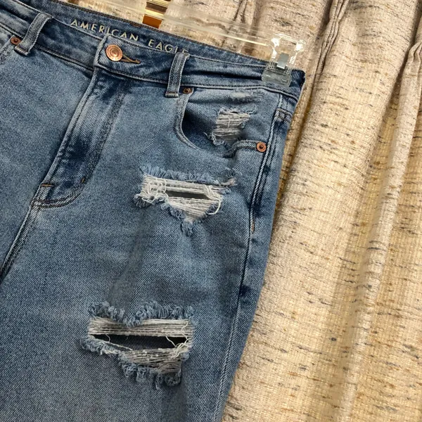 American Eagle High Rise Destroyed Mom Jeans  - Image 2