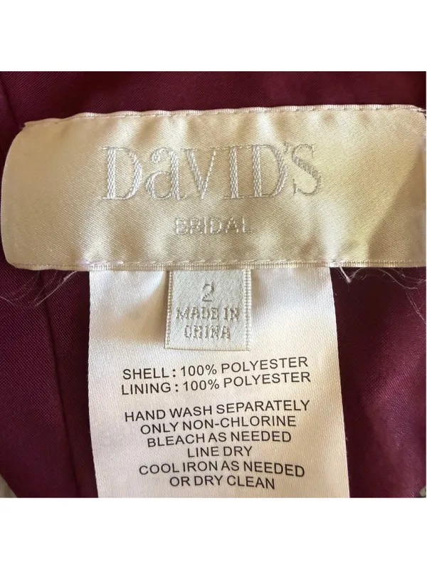 David's Bridal maxi dress formal prom chiffon one shoulder wine burgundy color 2 - Image 8