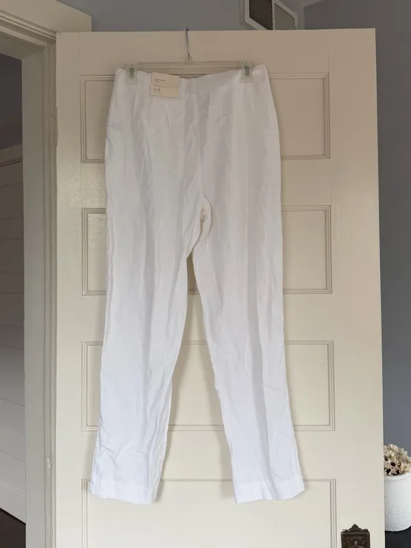 New Tapered White linen Pants - Image 3