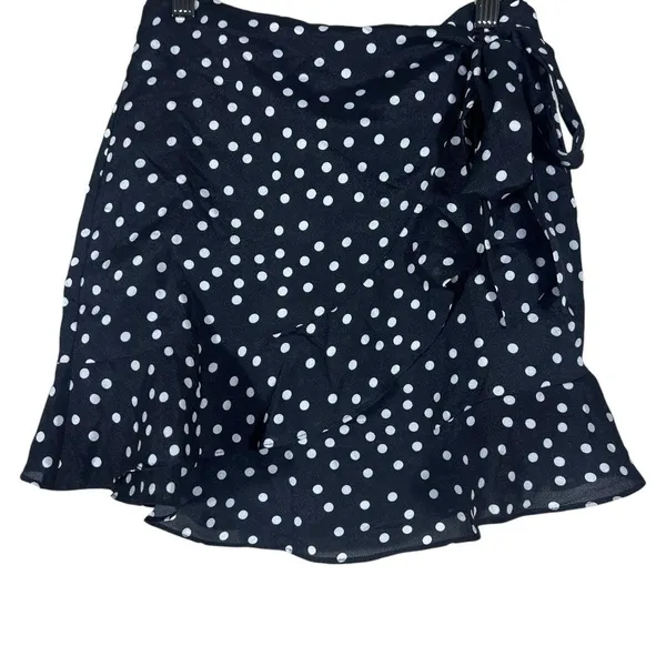 Princess Polly Wrap Polka Dot Mini Skirt Black Ruffle Retro Feminine Size 2 - Image 3