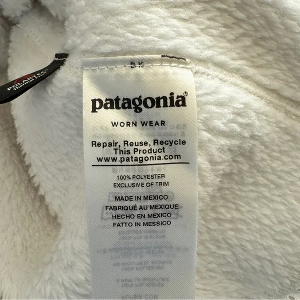 Patagonia Off-White Fleece with Tan Pocket Polartec size XS - Image 6