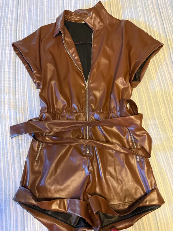 Day and Moon Faux Leather Romper - Image 2