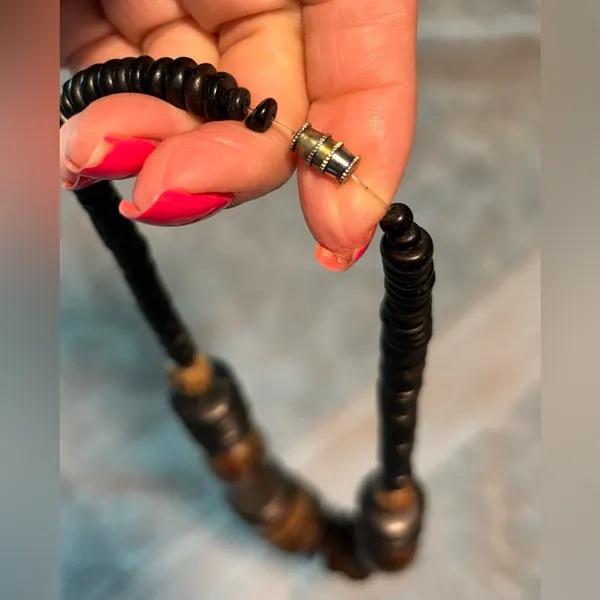 Vintage Wooden Bead & Chunky Statement Necklace Boho Tribal - Image 8