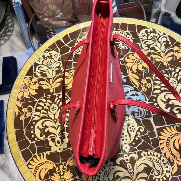 NINE WEST RED LEATHER TOTE - Image 3