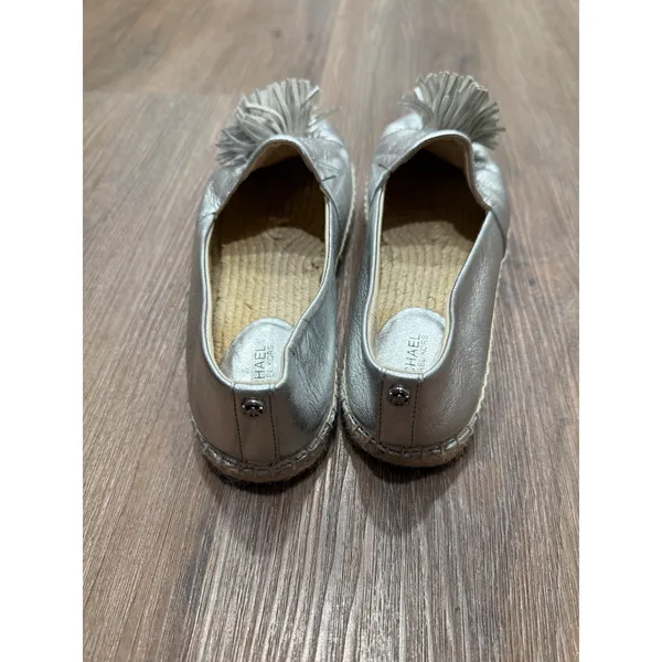 Michael Michael Kors Silver Metallic Leather‎ Tassel Espadrille Flats Mens 8 - Image 5