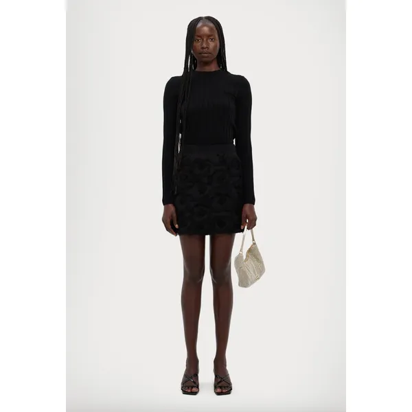 Marella Demien Mini Skirt Black Fringe High Waist Party Straight Pencil US 6 NWT - Image 3