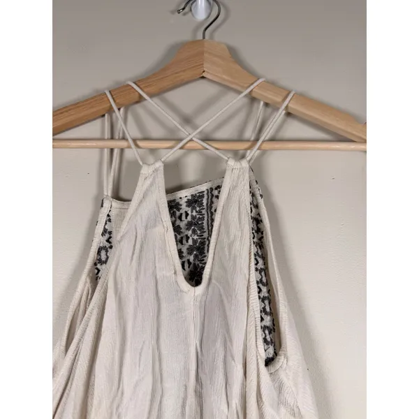 Abercrombie & Fitch Ivory Embroidered Boho Handkerchief Hem Cami‎ Top XS Mens - Image 6