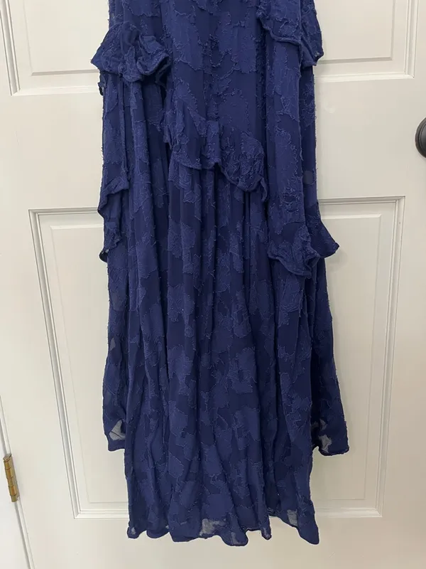 BHLDN Claudia Asymmetric Ruffle Chiffon Midi Dress - Size Medium - Image 13