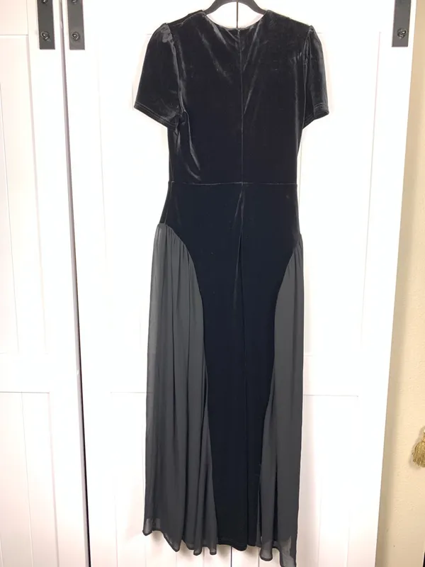 NOTUS Evening Gown Womens M Black Velvet Sheer Maxi Dress Formal Holiday NWT - Image 3