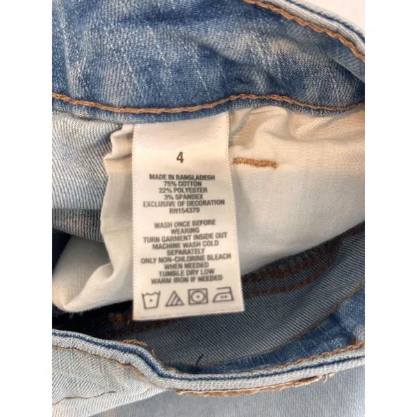 Aero Super High Rise Midi Distressed Denim Shorts Light Wash Button Fly‎ Size 4 - Image 6