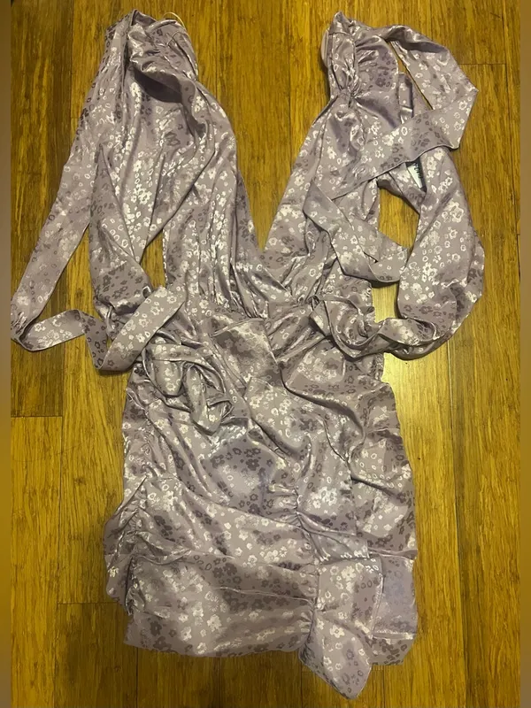 For Love and Lemons Fiji Cross Front Mini Dress in Iris size XS - Image 5