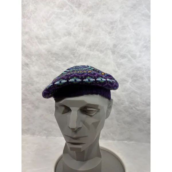 Joe Boxer Purple Fair Isle Knit Beret Hat OSFM Acrylic Boho Tam - Image 3