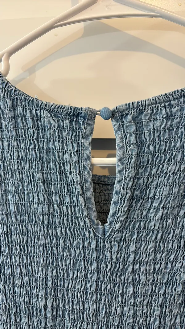 Blue Maxi Dress Ruffle Sleeves Sinched Top - Image 5