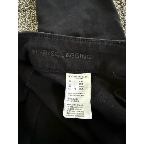American Eagle Hi-Rise Jegging Skinny Jeans Womens 6 Long Black Super - Image 5