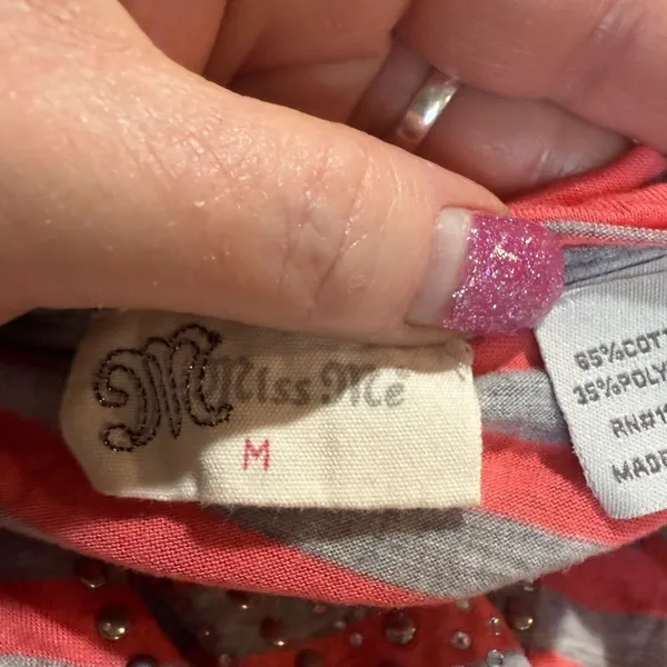 Miss Me Peach Gray Blouse Medium - Image 4