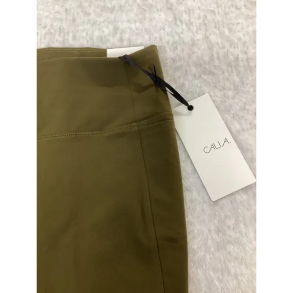 CALIA Womens Essential High-Rise Straight Leg Pant Dark‎ Khaki Olive Large NWT - Image 2