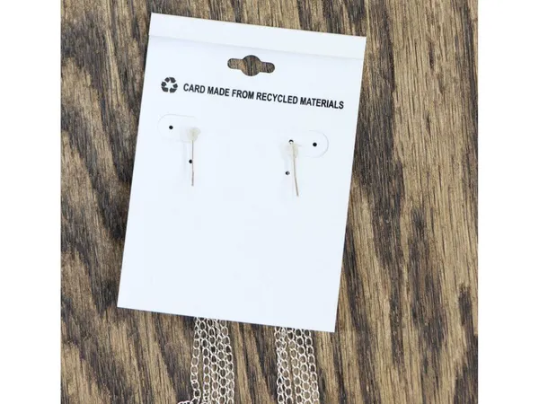 NWT Beach Chic Beaded Long Chain Drop Earrings Silver Gray / Multi 6.5" Pink - Image 5
