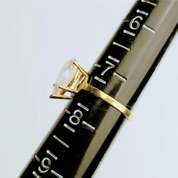 14K 14KT Yellow Gold PEAR SHAPED CZ Cubic Zirconia Engagement Gift Ring Sz 7.5 - Image 7