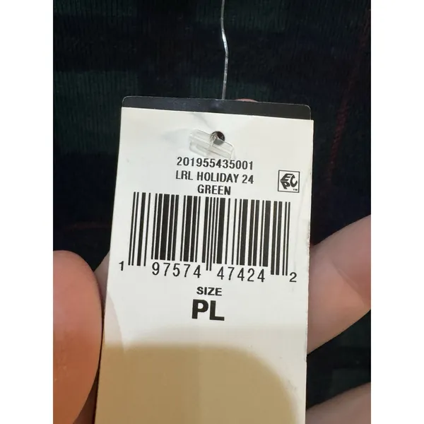 Lauren Ralph Lauren Women Black Watch Plaid Green Sweater Beaded Crest Size PXL - Image 7