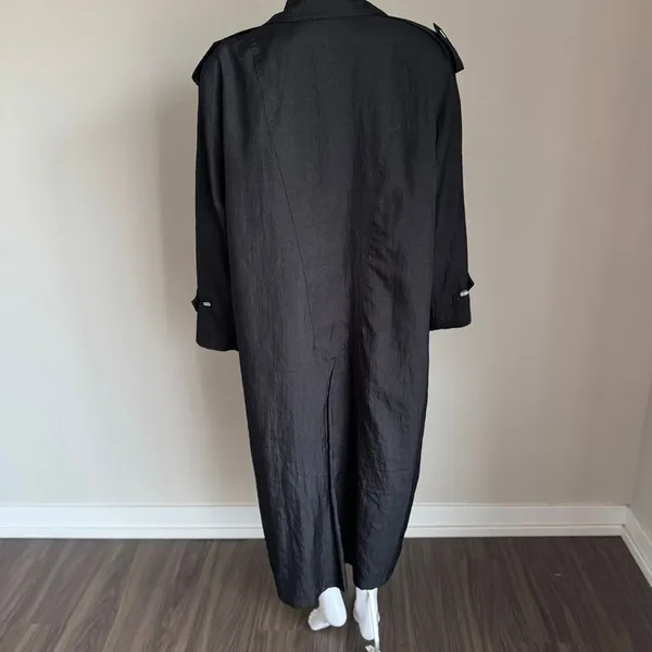 Vintage Gallery Black Trench Coat With Shoulder Pads Size 14 - Image 7